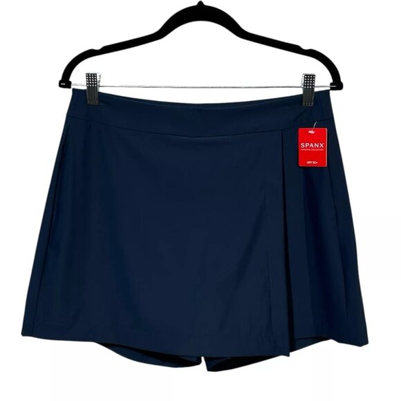 SPANX Women's Sunshine Skort 6" Size M Navy Blue UPF 50 Stretch Pull-On Pockets - Picture 1 of 5